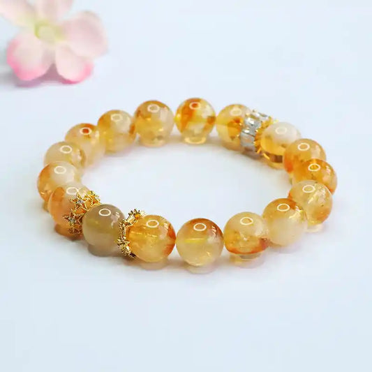Natural Golden Rutilated Quartz Bracelet for Men and Women, Pixiu Crystal Lucky Bracelet for Wealth and Business - Mystic Crystal Shop