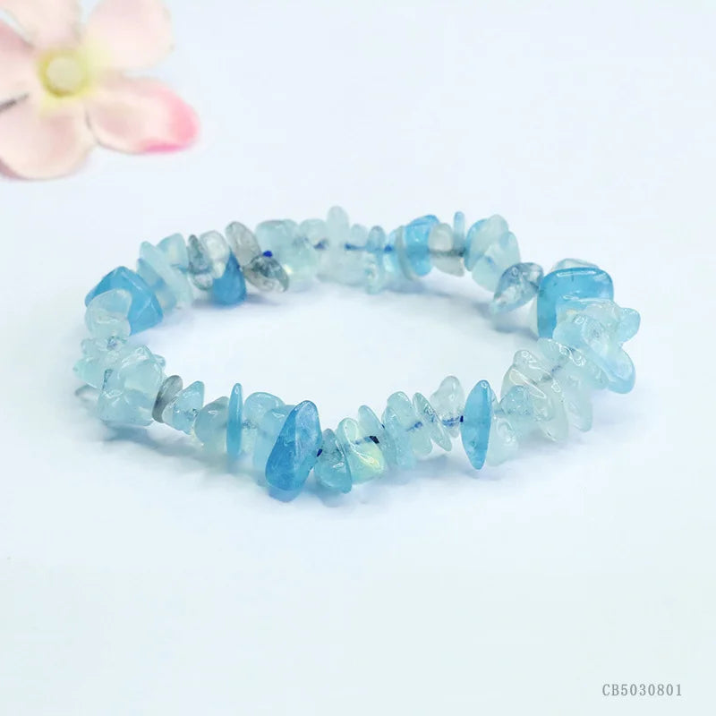 Natural aquamarine irregular crystal bracelet