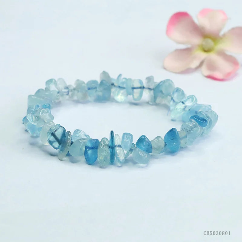 Natural aquamarine irregular crystal bracelet