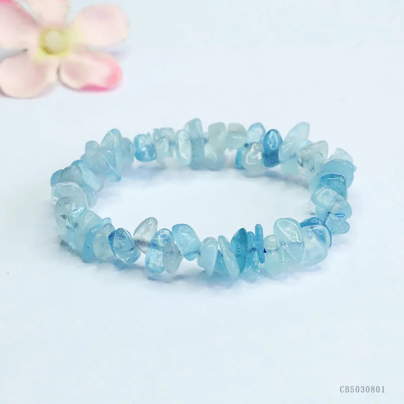 Aquamarine Chip Bracelet, A Unique Raw Gemstone for Serenity and Courage, The "Stone of the Sea"
