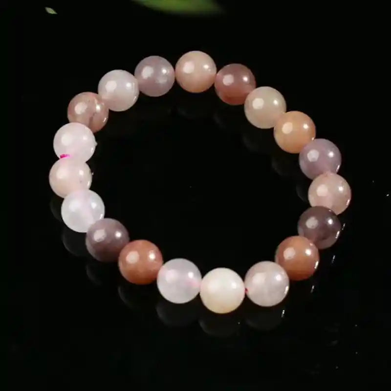 Gold Thread Jade Smoke Purple Round Bead Bracelet