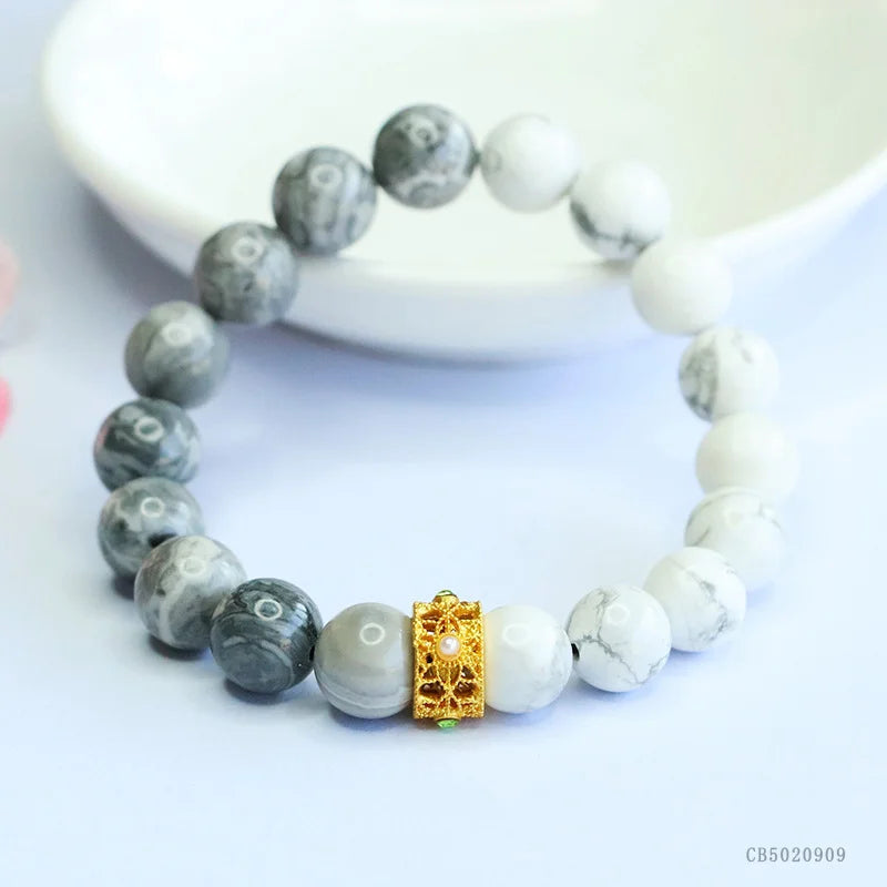 White turquoise bracelet map stone bracelet