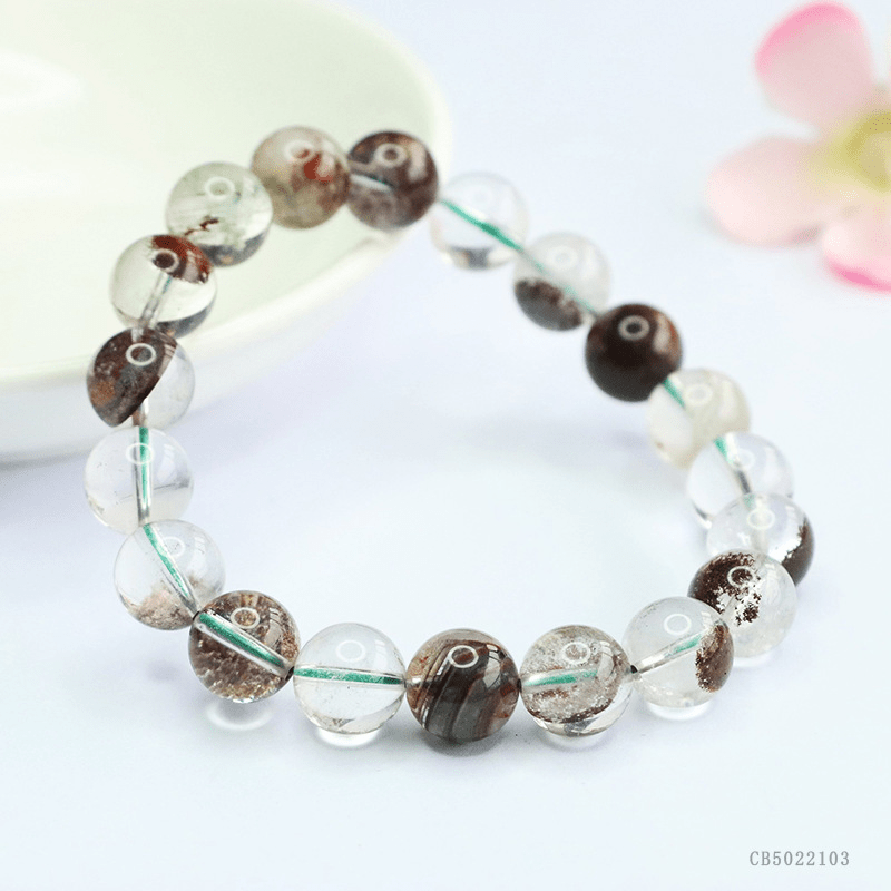 Natural 10mm green ghost bracelet - Mystic Crystal Shop