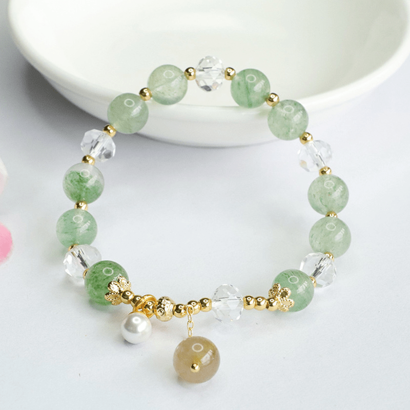 Natural 8mm crystal bracelet green strawberry crystal bracelet - Mystic Crystal Shop