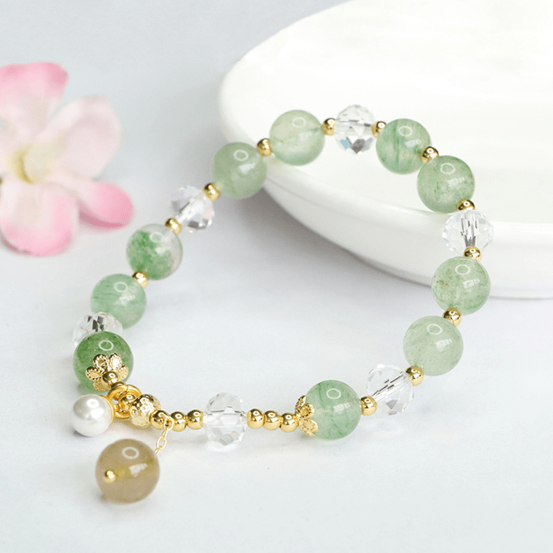 Natural 8mm crystal bracelet green strawberry crystal bracelet - Mystic Crystal Shop