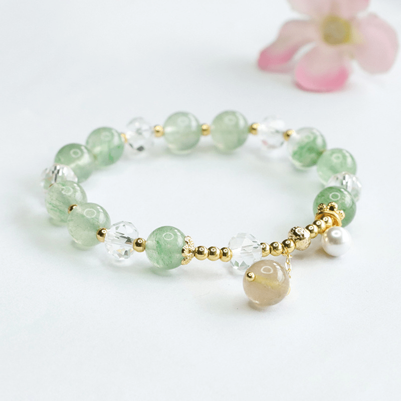Natural 8mm crystal bracelet green strawberry crystal bracelet - Mystic Crystal Shop
