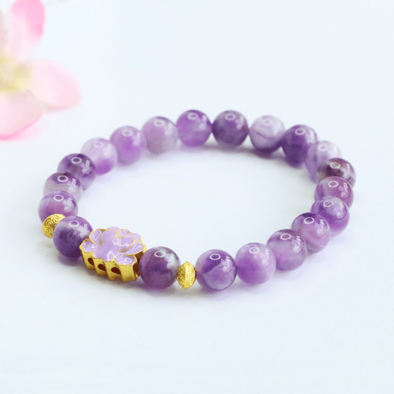 Natural 8mm dream amethyst bracelet lotus bracelet - Mystic Crystal Shop