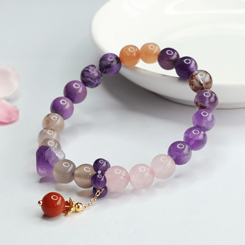 Natural 8mm Purple Amethyst Crystal Bracelet - Mystic Crystal Shop