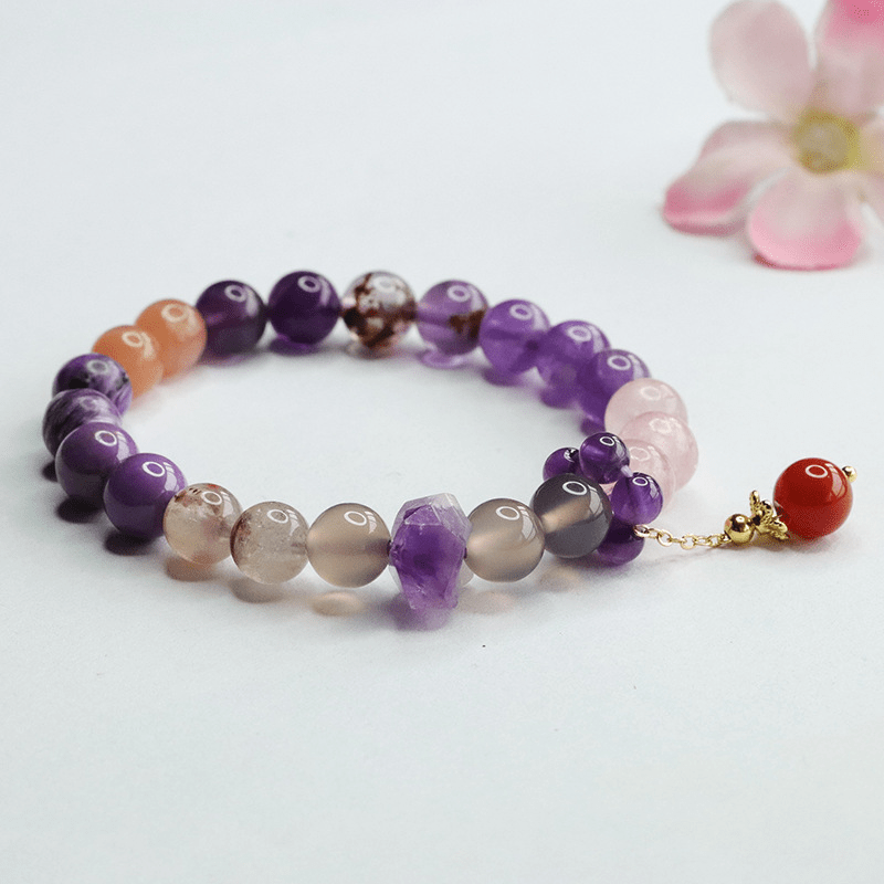 Natural 8mm Purple Amethyst Crystal Bracelet - Mystic Crystal Shop