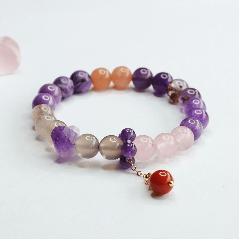 Natural 8mm Purple Amethyst Crystal Bracelet - Mystic Crystal Shop