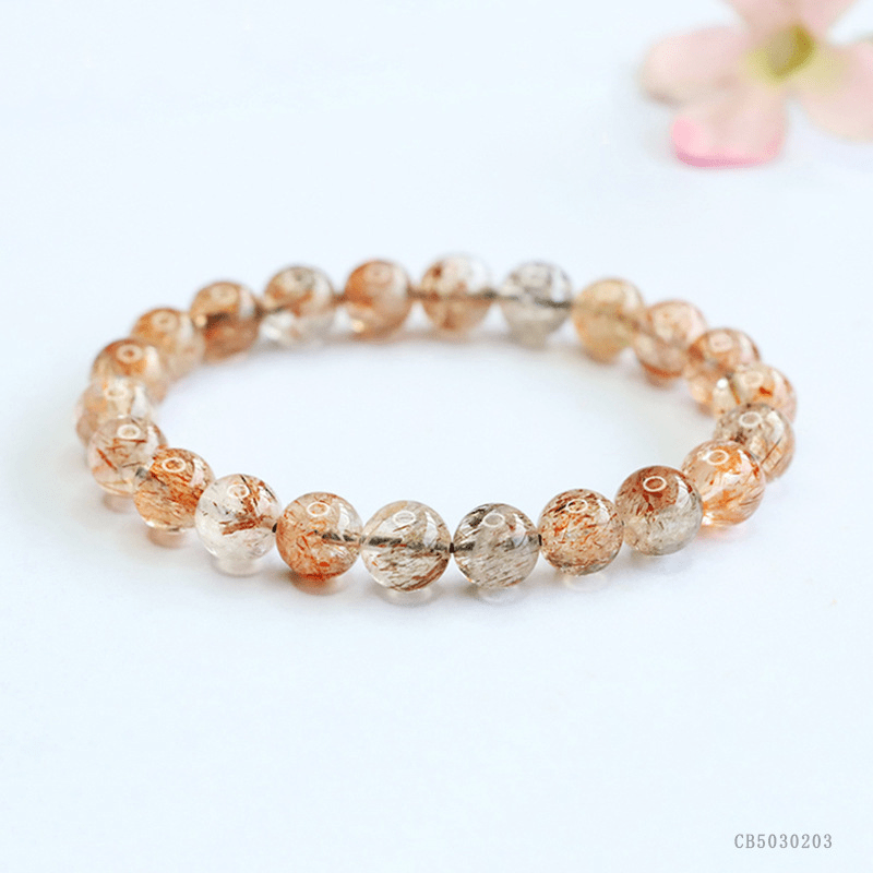 Natural Black Gold Crystal Bracelet with Rutilated Quartz - Mystic Crystal Shop