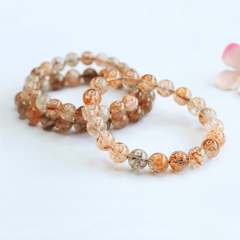 Natural Black Gold Crystal Bracelet with Rutilated Quartz - Mystic Crystal Shop