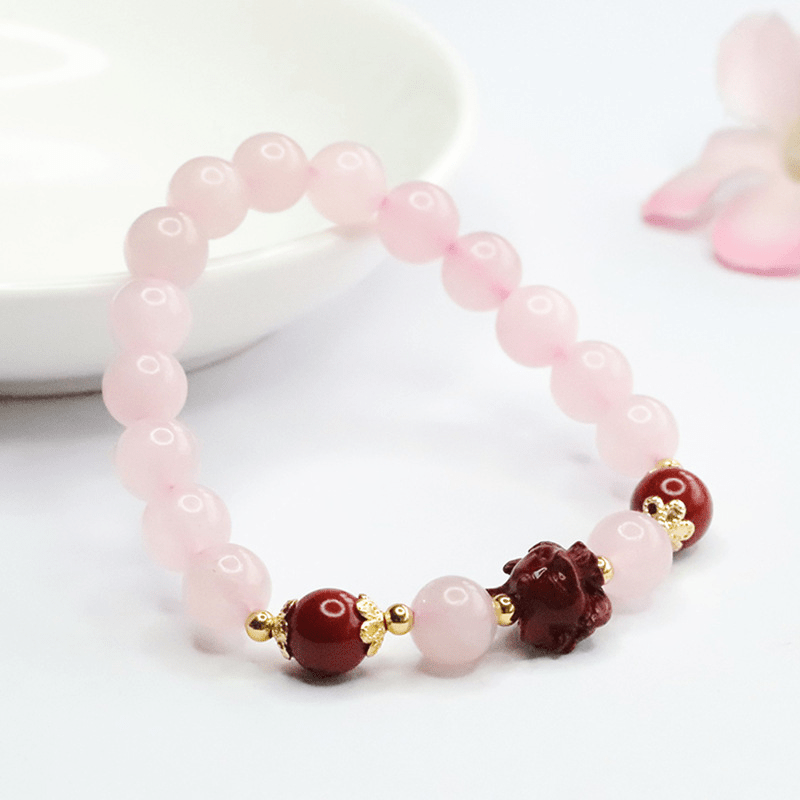 Natural rose quartz bracelet purple gold sand bracelet - Mystic Crystal Shop