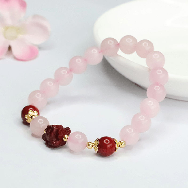 Natural rose quartz bracelet purple gold sand bracelet - Mystic Crystal Shop