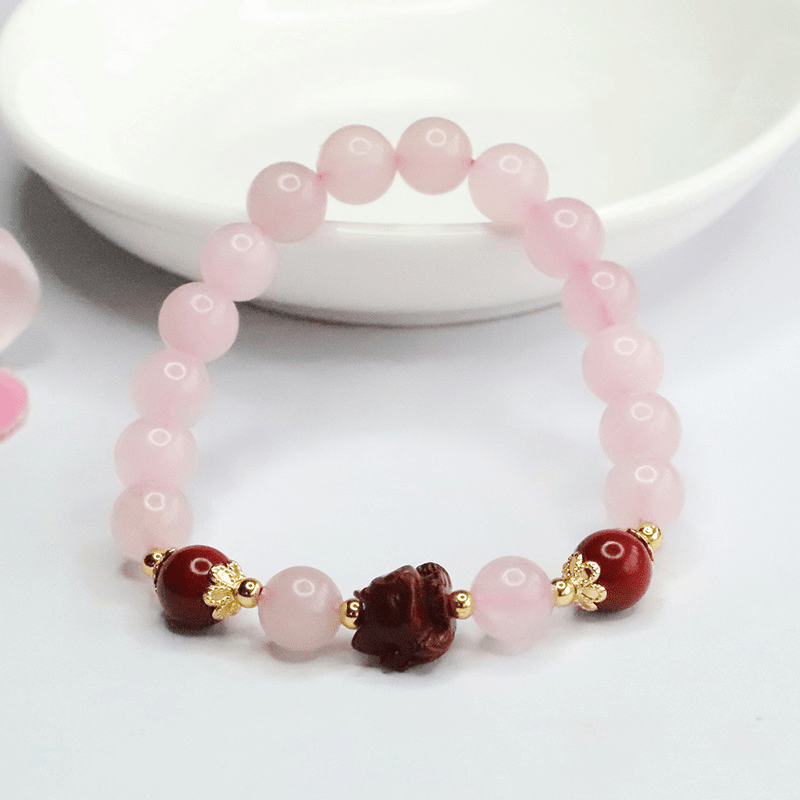 Natural rose quartz bracelet purple gold sand bracelet - Mystic Crystal Shop