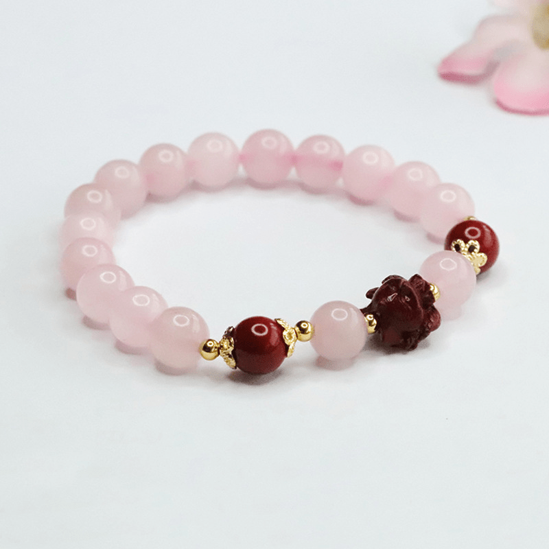 Natural rose quartz bracelet purple gold sand bracelet - Mystic Crystal Shop