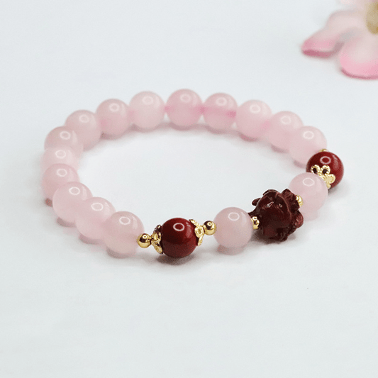 Natural rose quartz bracelet purple gold sand bracelet - Mystic Crystal Shop
