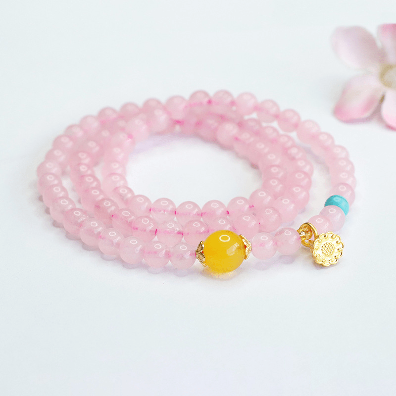 Natural Rose Quartz Multi - Circle Bracelet - Mystic Crystal Shop