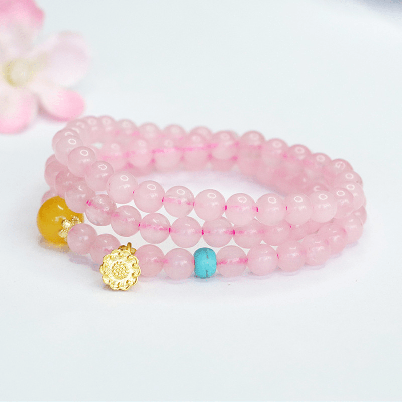 Natural Rose Quartz Multi - Circle Bracelet - Mystic Crystal Shop