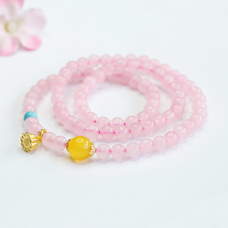 Natural Rose Quartz Multi - Circle Bracelet - Mystic Crystal Shop