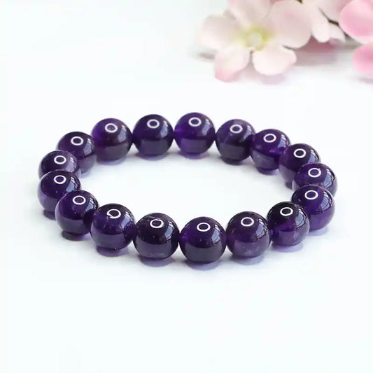 Natural Amethyst Bracelet for Men & Women, Healing Crystal Jewelry for Wisdom, Stress Relief, and Sleep