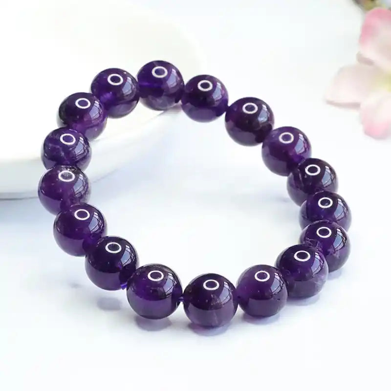 Natural Amethyst Bracelet for Men & Women, Healing Crystal Jewelry for Wisdom, Stress Relief, and Sleep