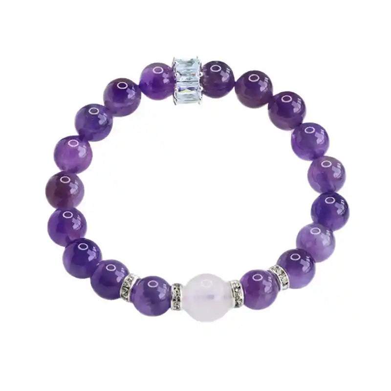 Natural Amethyst and Rose Quartz Bracelet, Crystal Jewelry for Love and Wisdom, Best Gift for Women