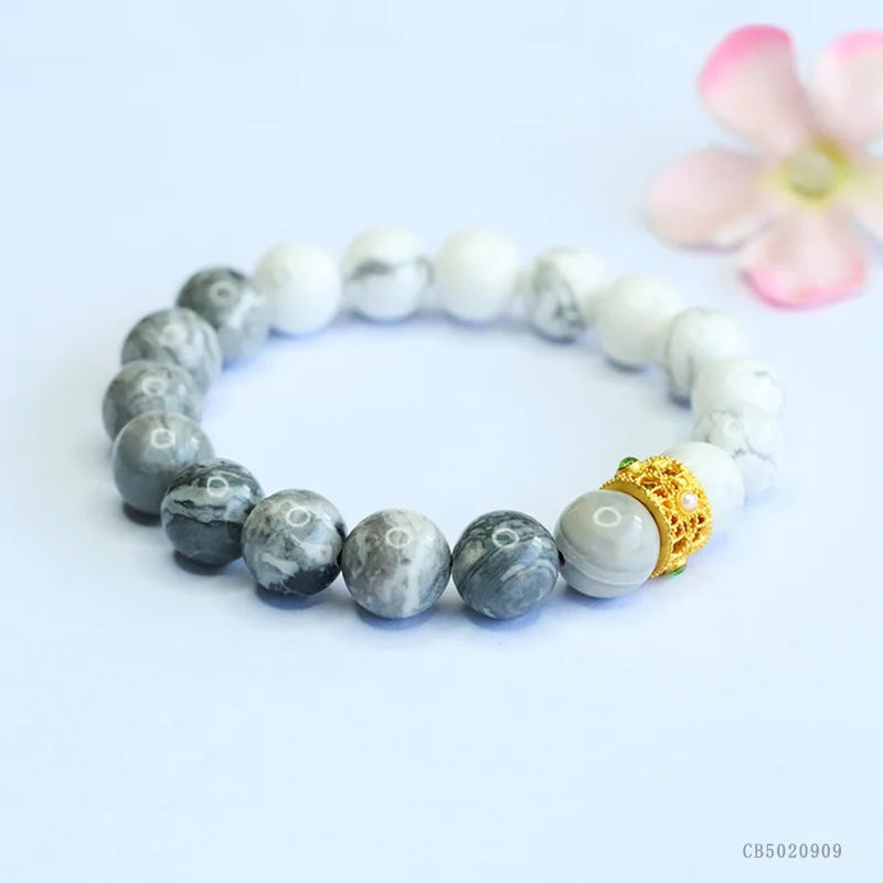 White turquoise bracelet map stone bracelet