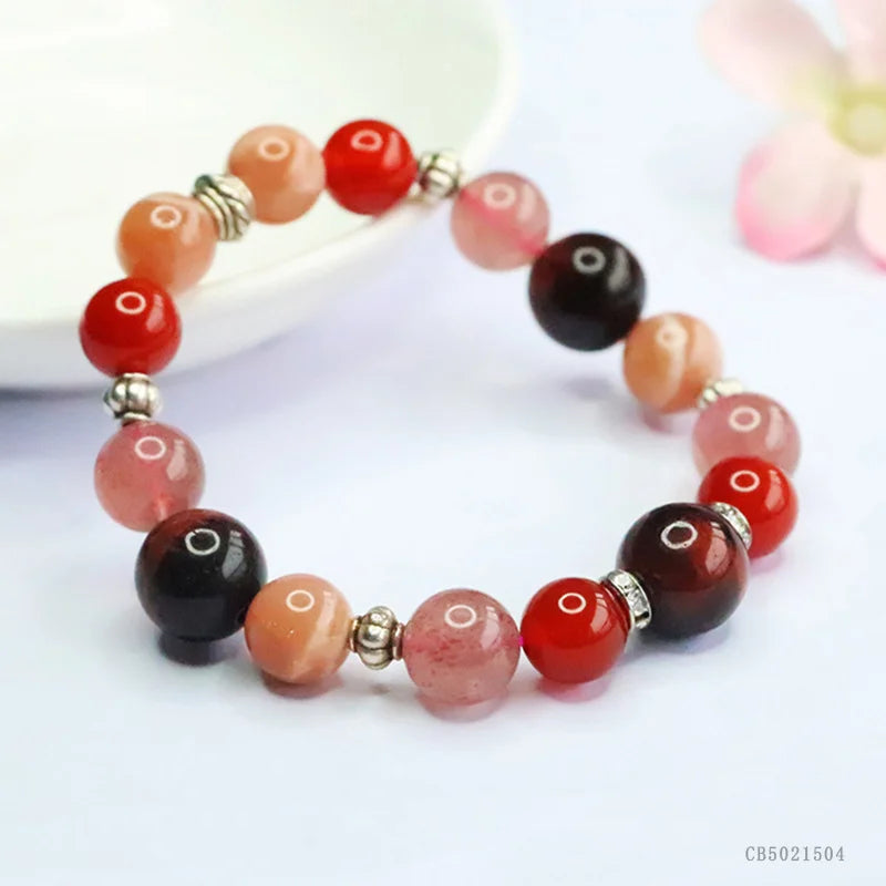 Natural crystal and gemstone bracelet with five elements (jade, agate, tiger's eye, etc.)