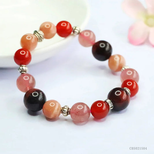 Natural crystal and gemstone bracelet with five elements (jade, agate, tiger's eye, etc.)