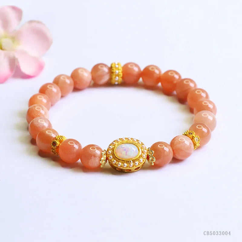natural orange moonlight bracelet sunstone bracelet