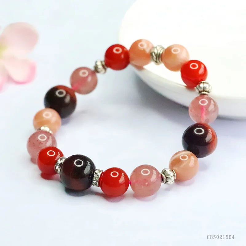 Natural crystal and gemstone bracelet with five elements (jade, agate, tiger's eye, etc.)