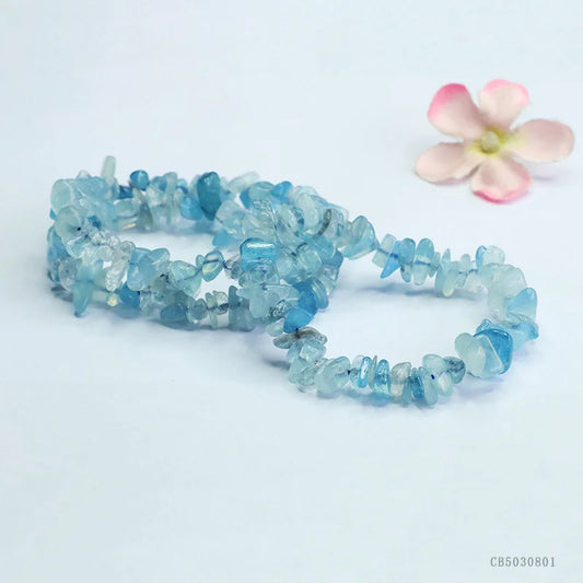 Natural aquamarine irregular crystal bracelet