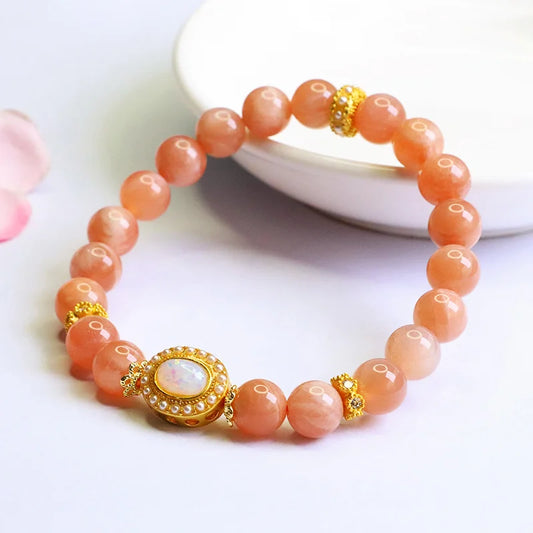 natural orange moonlight bracelet sunstone bracelet