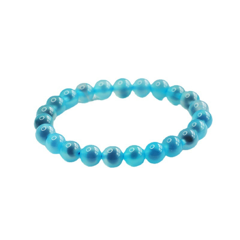8mm Natural Blue Candy Agate Bracelet, Unisex Gemstone Jewelry for Communication and Emotional Balance