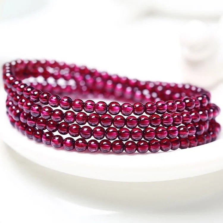 Purple garnet multi-circle bracelet burgundy crystal bracelet