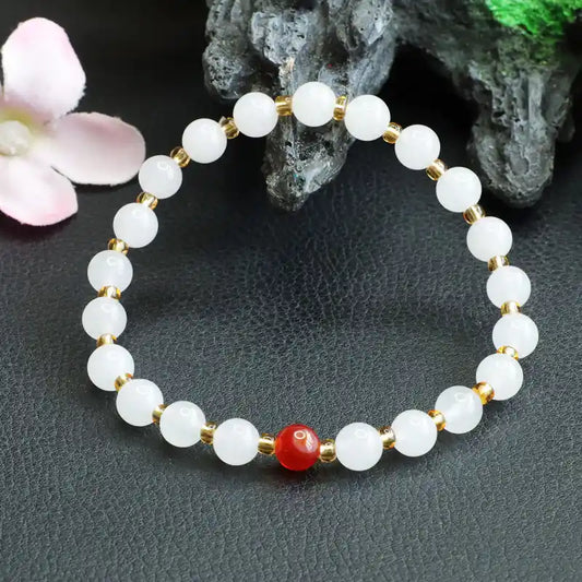 Golden Jade and White Jade Acacia Bean Bracelet