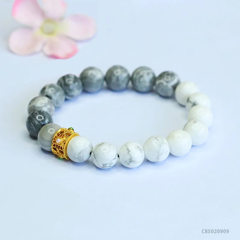 White turquoise bracelet map stone bracelet