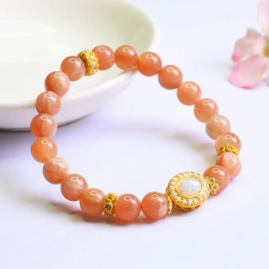 natural orange moonlight bracelet sunstone bracelet