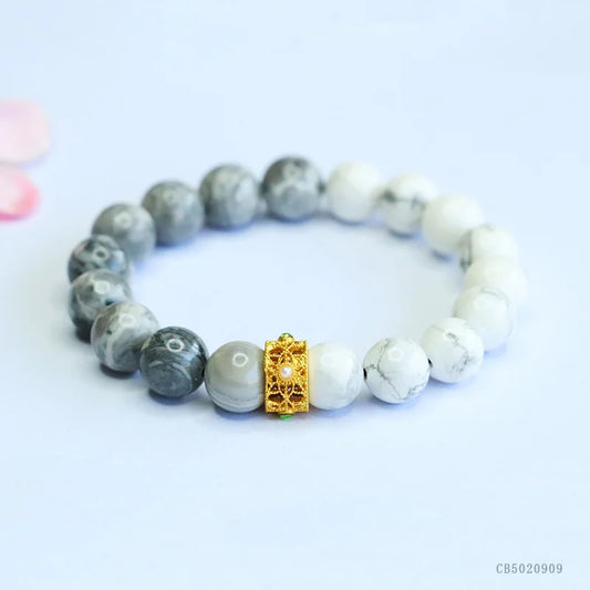 White turquoise bracelet map stone bracelet