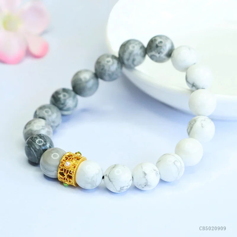 White turquoise bracelet map stone bracelet