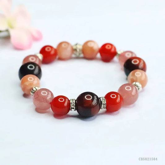 Natural crystal and gemstone bracelet with five elements (jade, agate, tiger's eye, etc.)