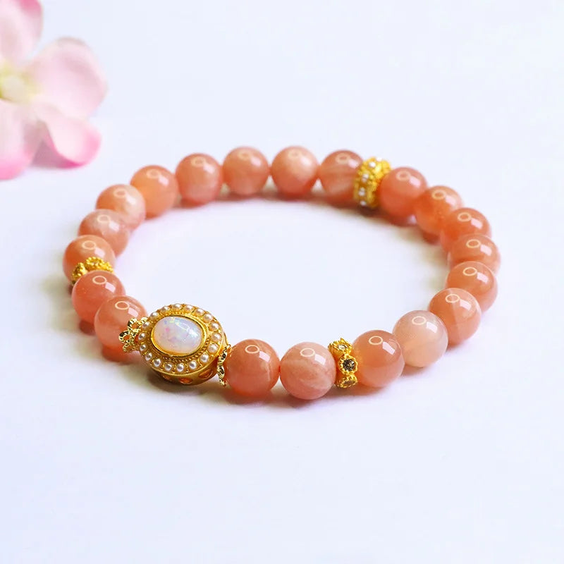 natural orange moonlight bracelet sunstone bracelet