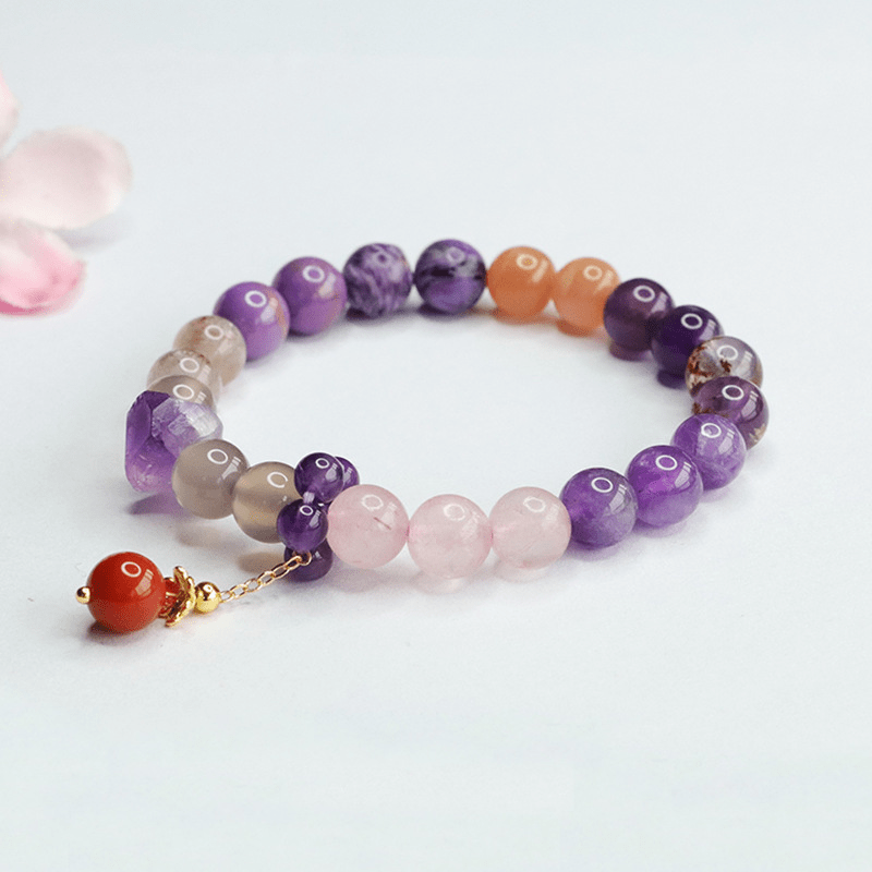 Natural 8mm Purple Amethyst Crystal Bracelet - Mystic Crystal Shop